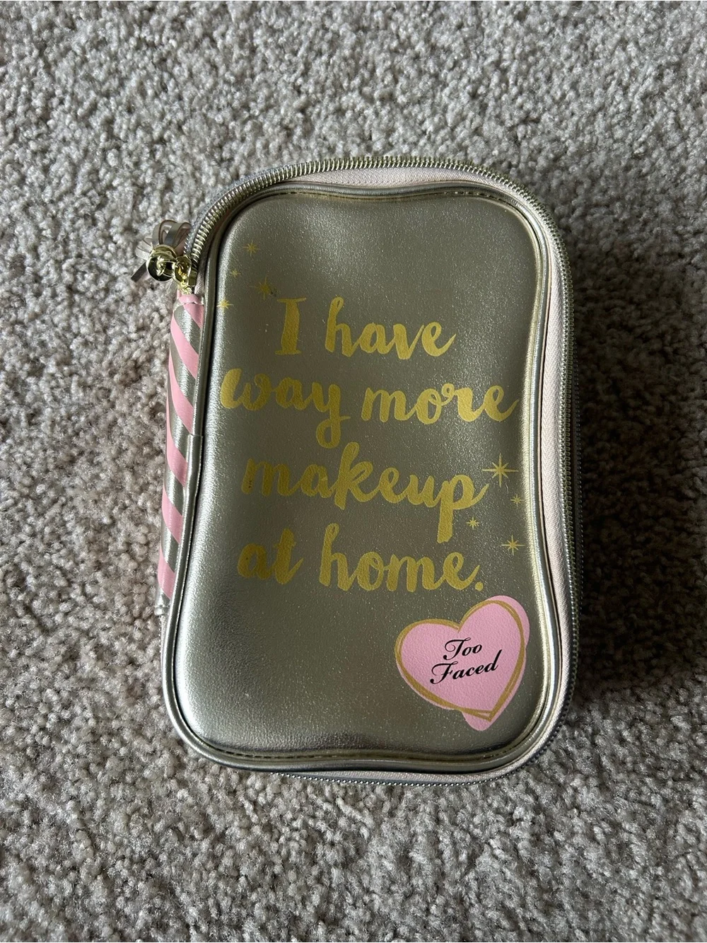 Too Faced Gold with Pink Accent Makeup Organizer Pouch